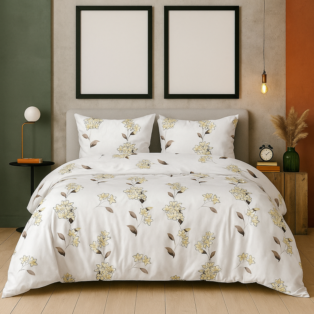 Pure Cotton Satin Bedsheet for King Size Bed | 1 Bedsheets (108x108Inches) with 2 Pillow Covers | 186 TC Bedsheet