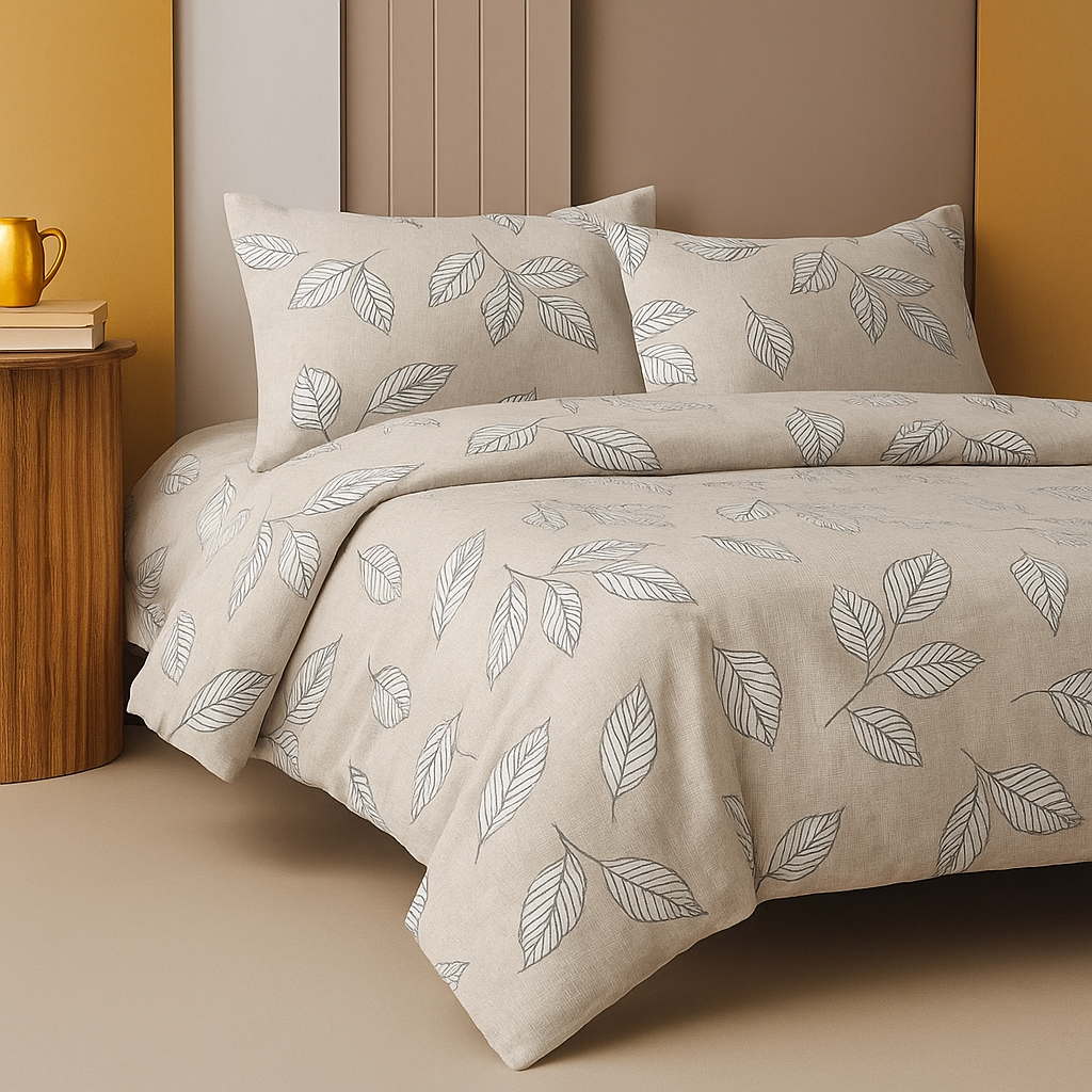 Pure White Floral Cotton Satin Bedsheet for King Size Bed | 1 Bedsheets (108x108Inches) with 2 Pillow Covers | 186 TC Bedsheet