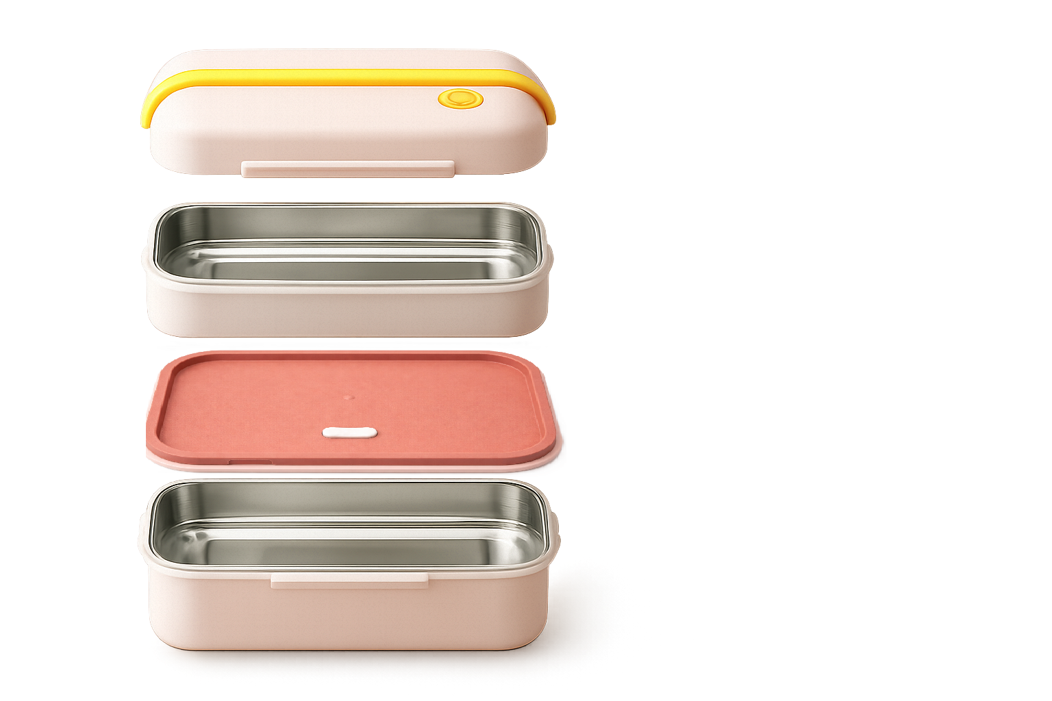 Travel Lunch Box with Handle 2 compartments (Total 900 ml) + Spoon & Fork | With Steam Vent | Leak proof lunch box