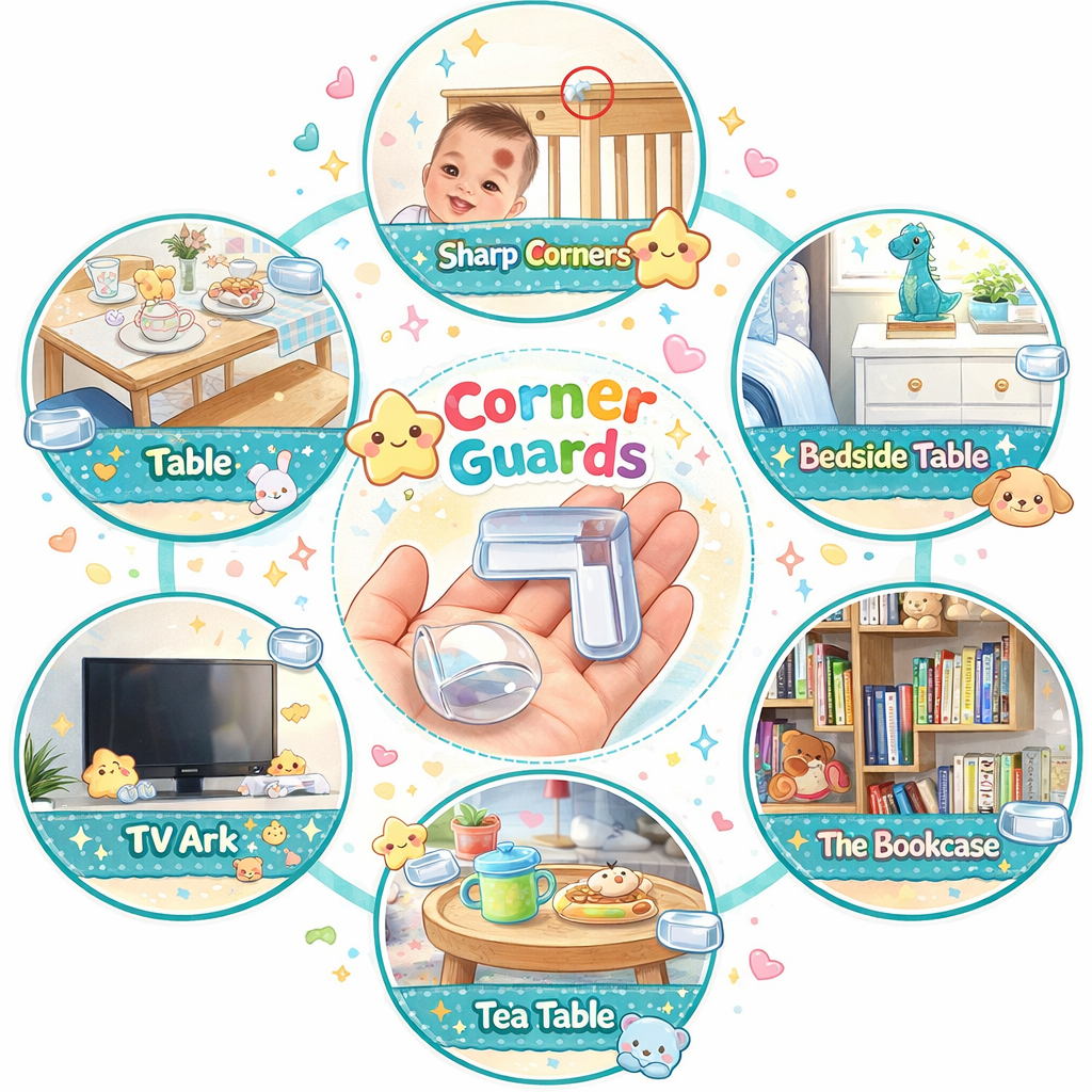L - Shaped Silicone Tranaparent Corner Guards | Baby Proofing Edge & Corner Guards for Sharp Edges, Table, Bed & Furniture | Child Safety Cushion for Baby Proofing