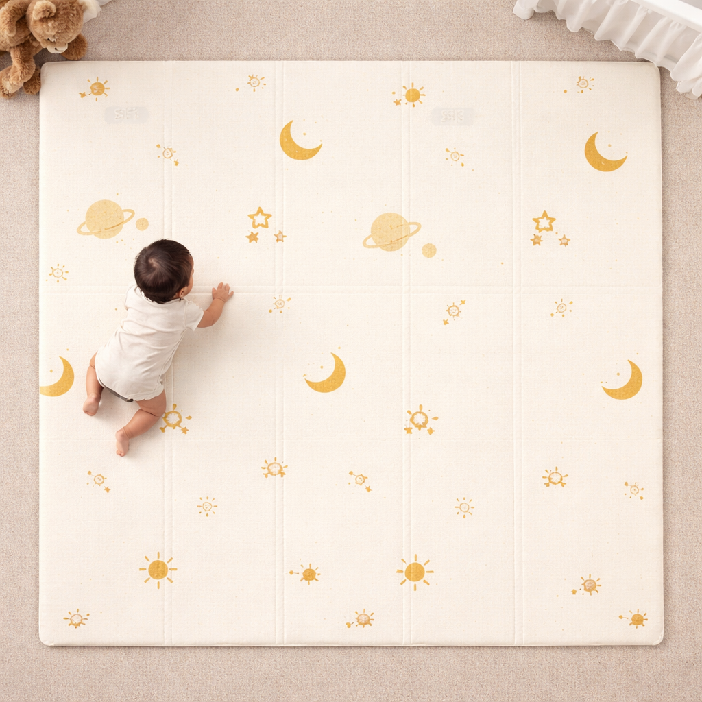 Reversible Foam Baby Playmat (0.8 cm) | Waterproof Play Mat | Cat & Dog, Moon & Stars | Foldable | Cushioned | Baby mat for Crawling time | 150 x 200 cm, 180 x 200 cm
