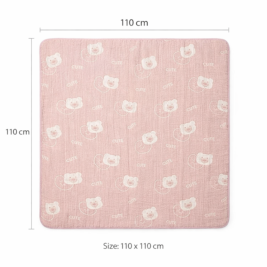 Luxurious 6-Layer Muslin Baby Blanket (110 × 110 cm) | Reversible, Breathable, Soft & All-Season Comfort | Teddy Print