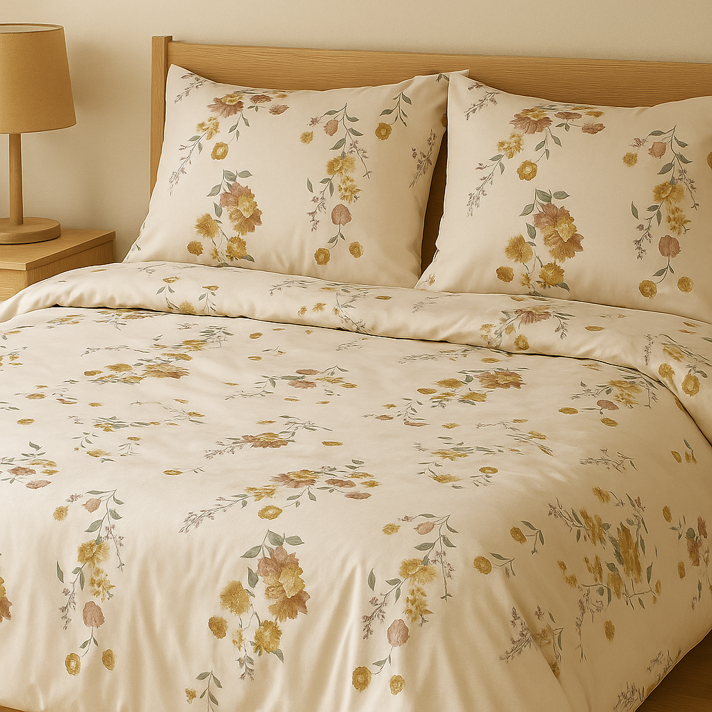 Flower Queen Glaze Cotton Queen Size Bedsheet for Double Bed (90x100 Inches) | 300 TC Premium Soft, Durable & Luxury Cotton Bedsheet Set