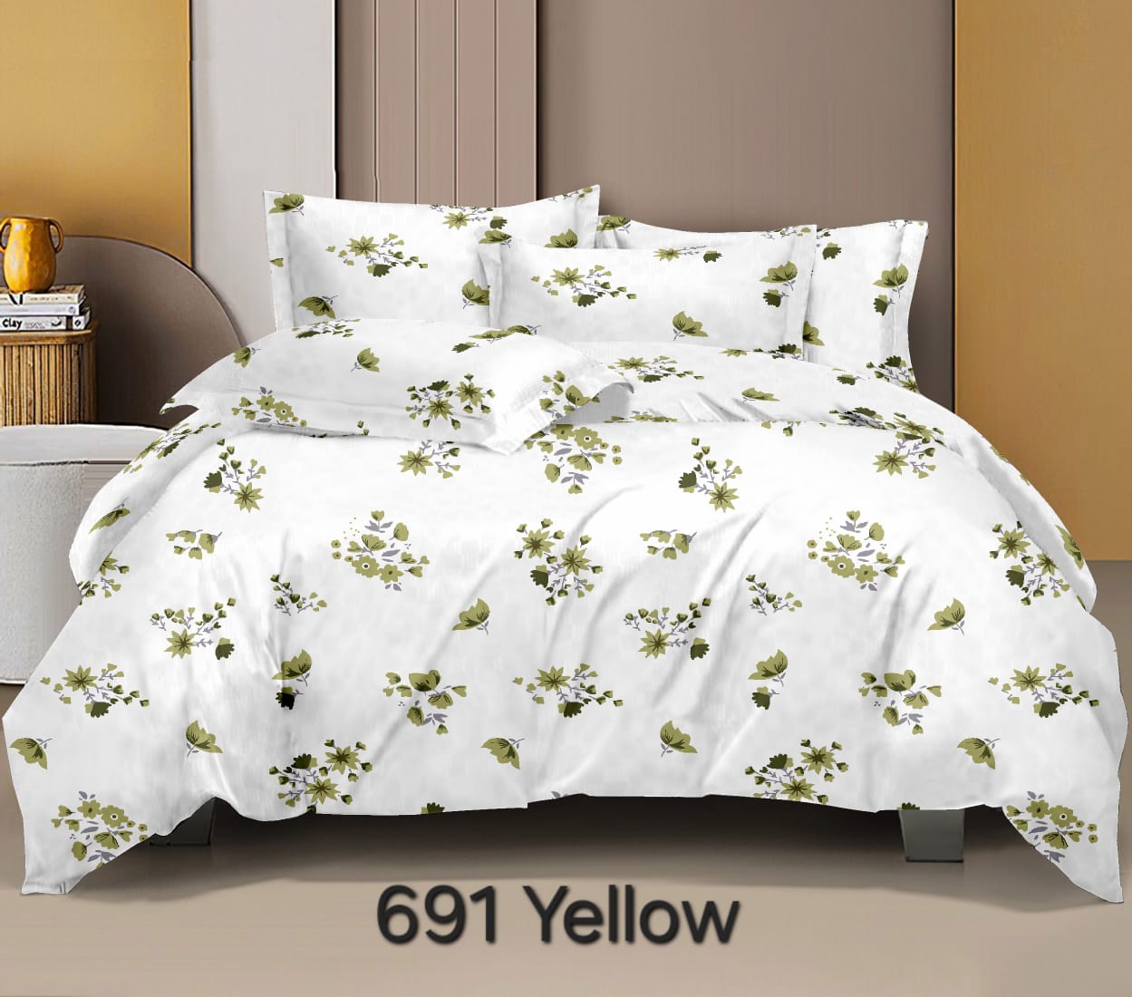 Pure White Floral Cotton Satin Bedsheet for King Size Bed | 1 Bedsheets (108x108Inches) with 2 Pillow Covers | 186 TC Bedsheet
