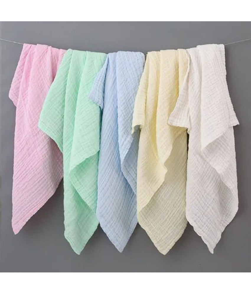 Five colorful baby bath towels