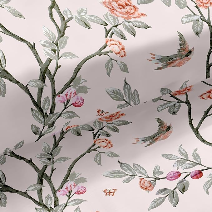 Glaze Cotton King Size Bedsheet | 300 TC Petal Pathways Green/Red