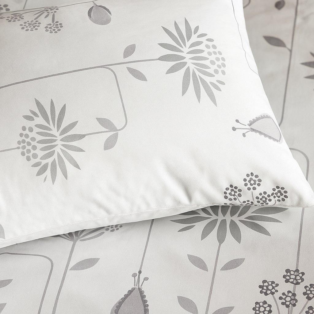 Pure Cotton Double Bedsheet | Queen Size | 186 TC (White Floral Geometrical Pattern)