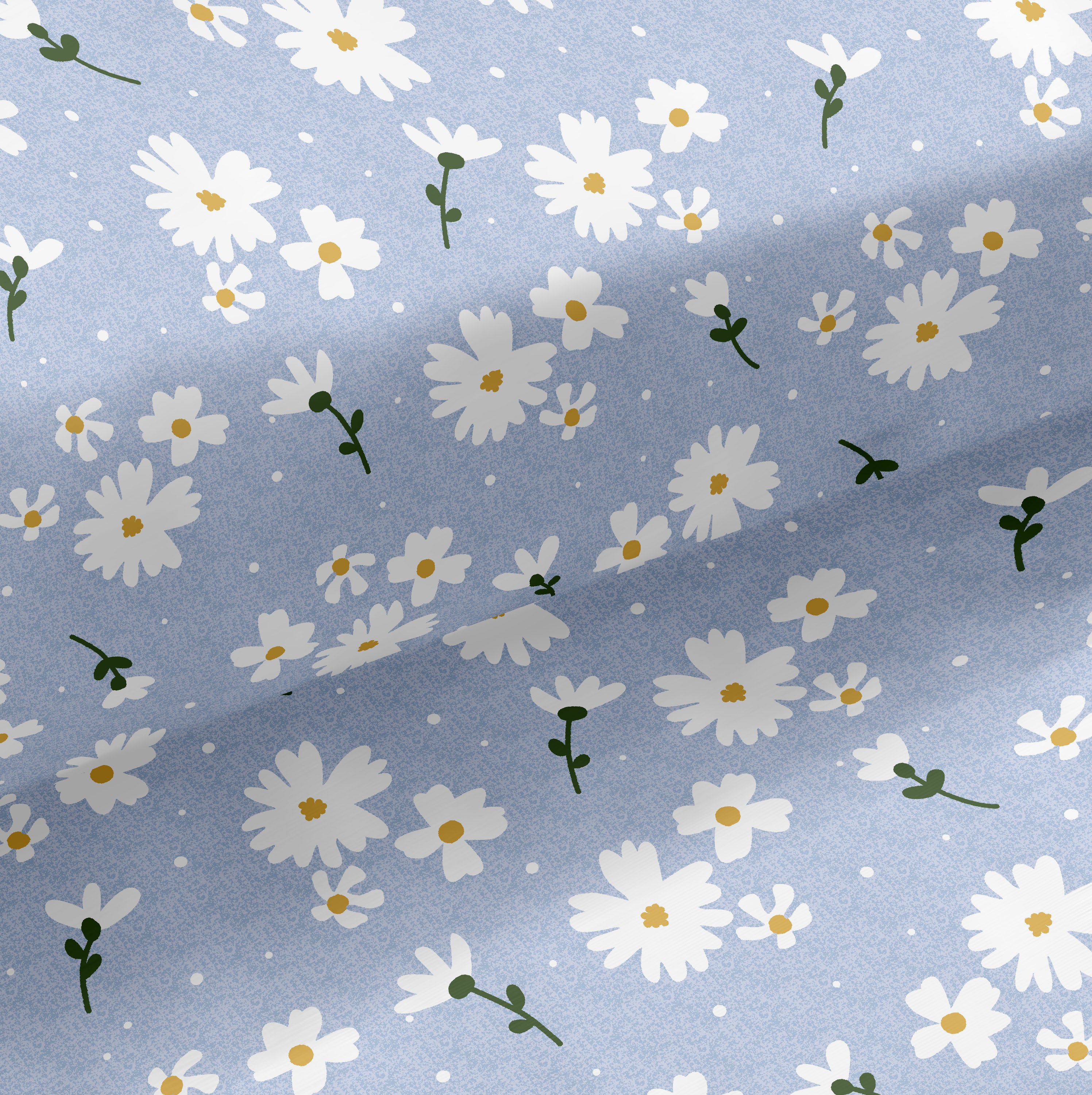 Summer Blue Floral Glaze Cotton Double Bedsheet | 300 TC | Queen Size