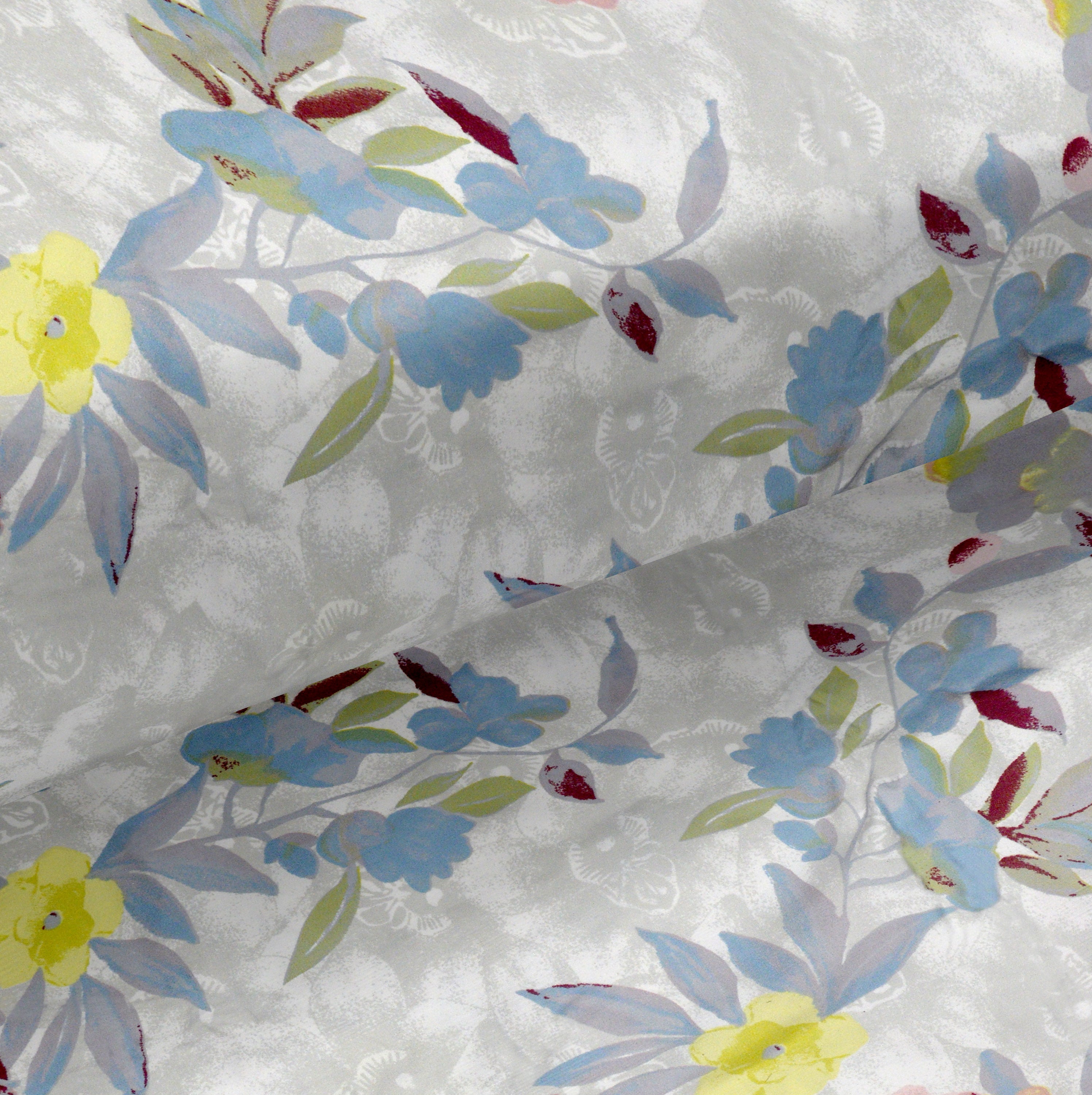 Fall Leaves Glaze Cotton Bedsheet Double Bed Grey Color | 300 TC | Queen Size