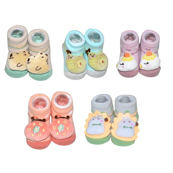 Anti Slip Baby Rattle Socks Set of 5