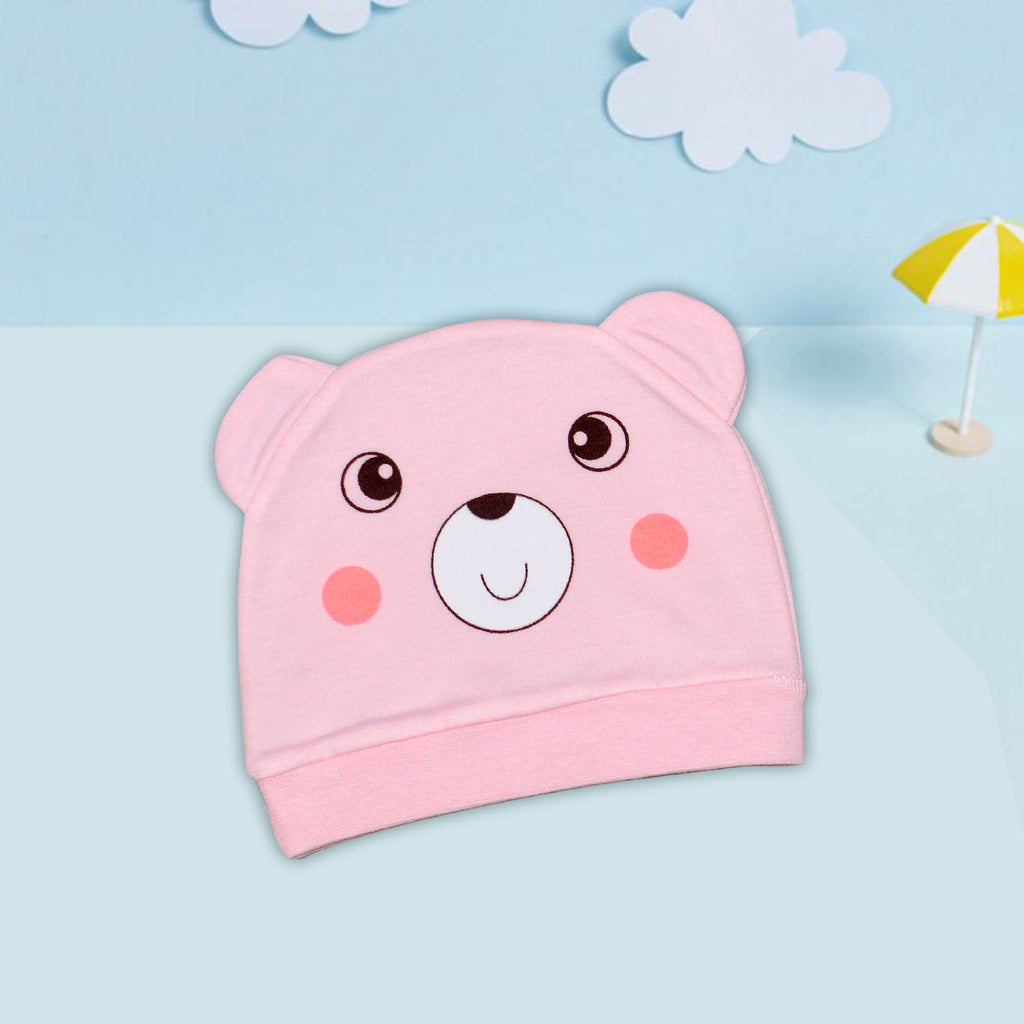 Bear Design Baby Caps in Pink