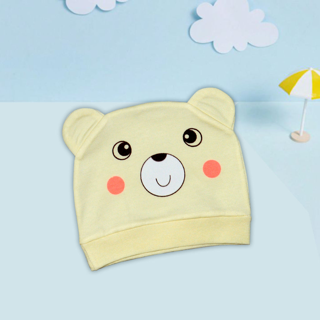 Bear Design Baby Caps in Yellow