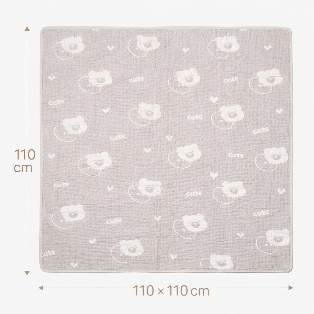 Luxurious 6-Layer Muslin Baby Blanket (110 × 110 cm) | Reversible, Breathable, Soft & All-Season Comfort | Teddy Print