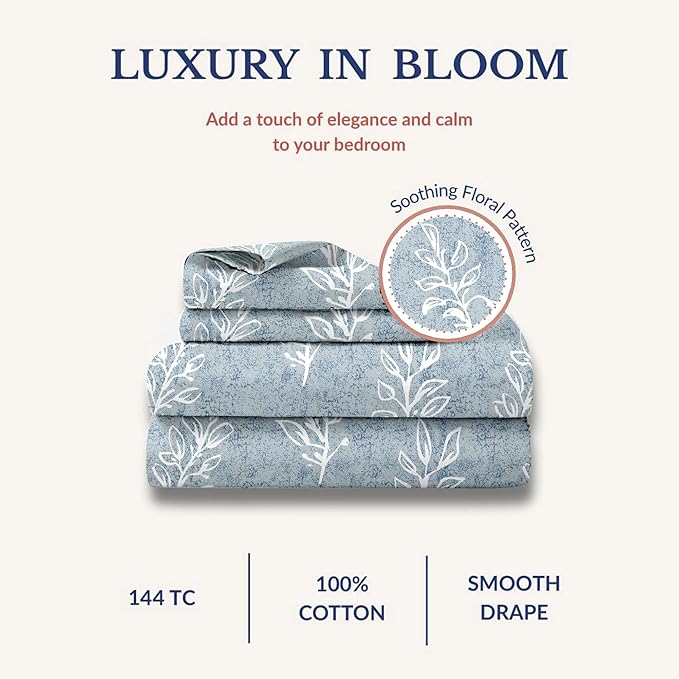 Blue Cotton Bedsheet (90x100 In)