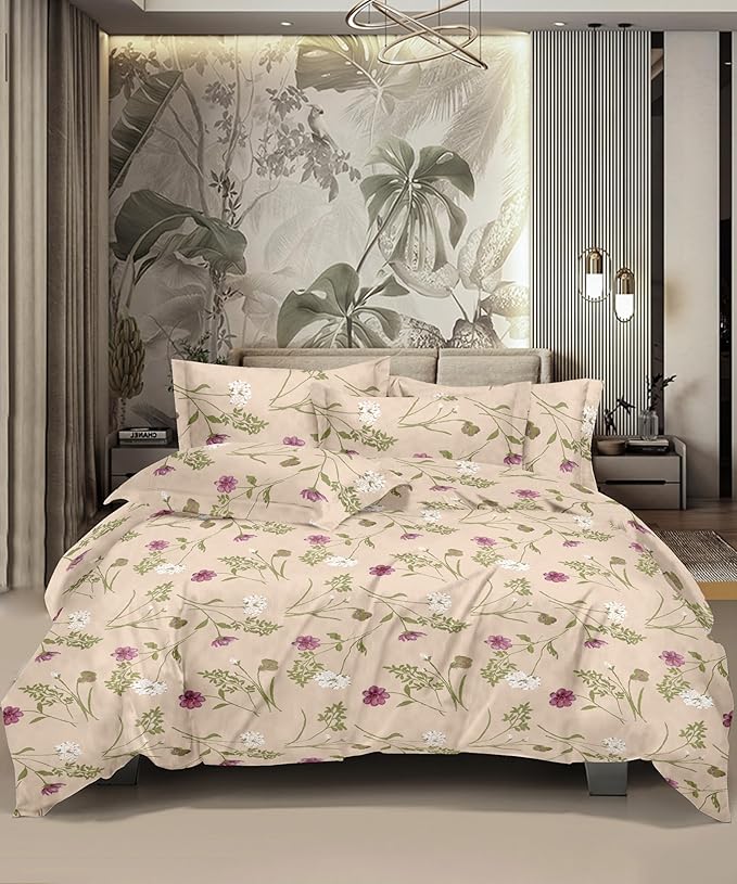 Brown Cotton Bedsheet (Tropical Blooms)