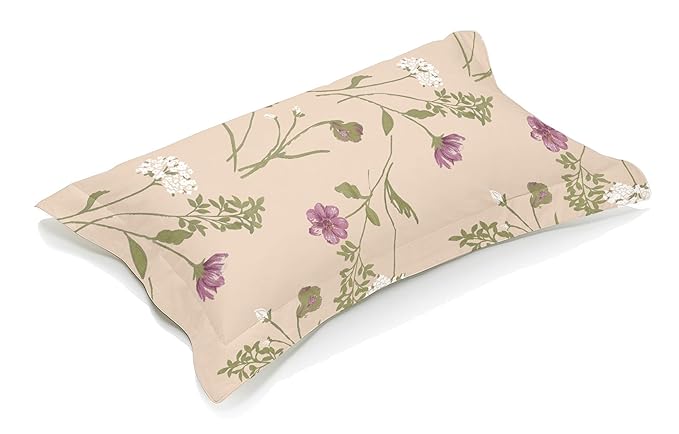 Brown Cotton Pillow Cover (Tropical Blooms)