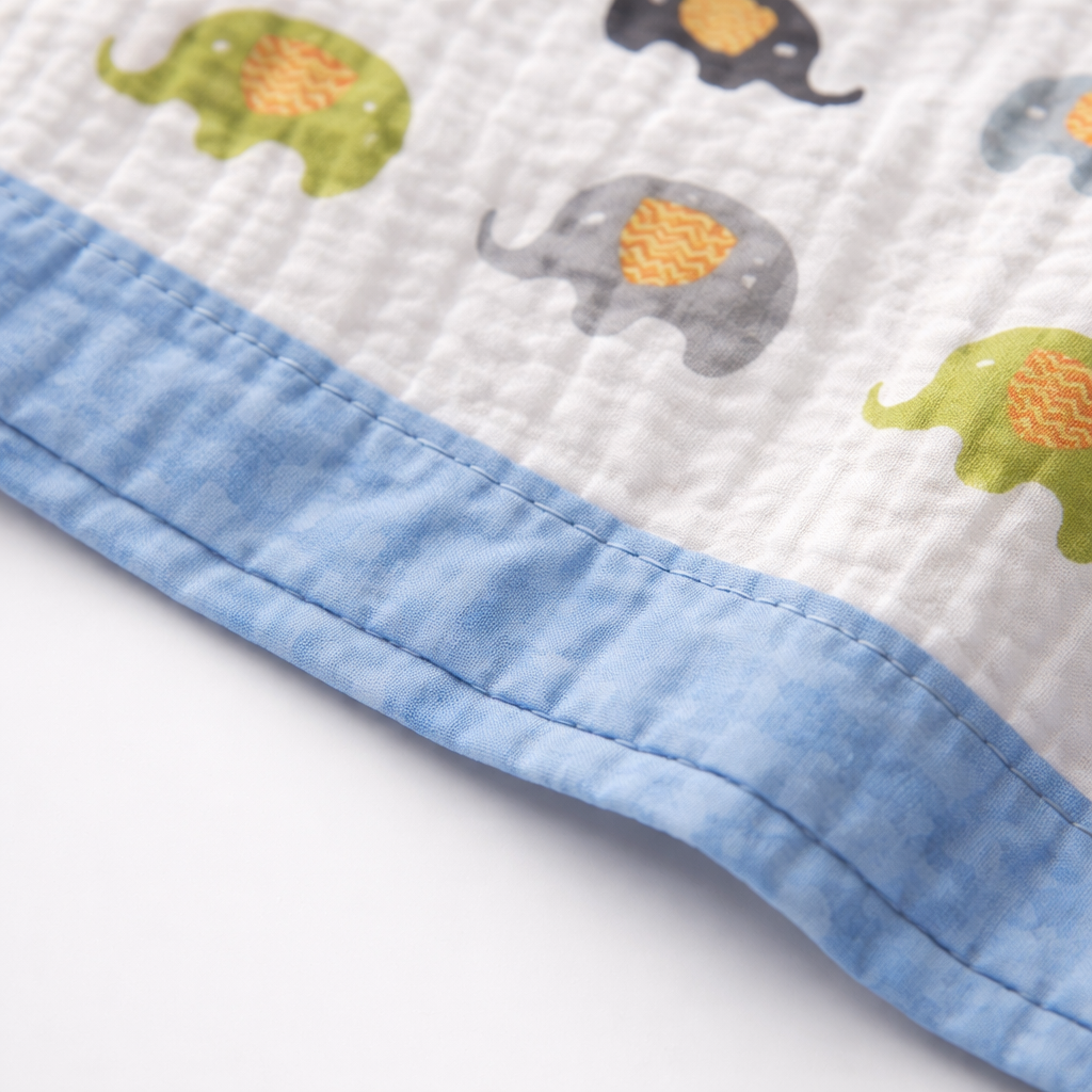 Elephant Print Muslin Baby Blanket | 6-Layer 100% Cotton | Soft & Breathable