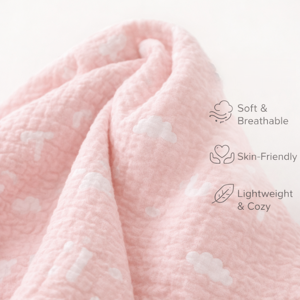 Pink ABCD New Born Baby Blanket | 100% Cotton Multipurpose Blanket for Babies