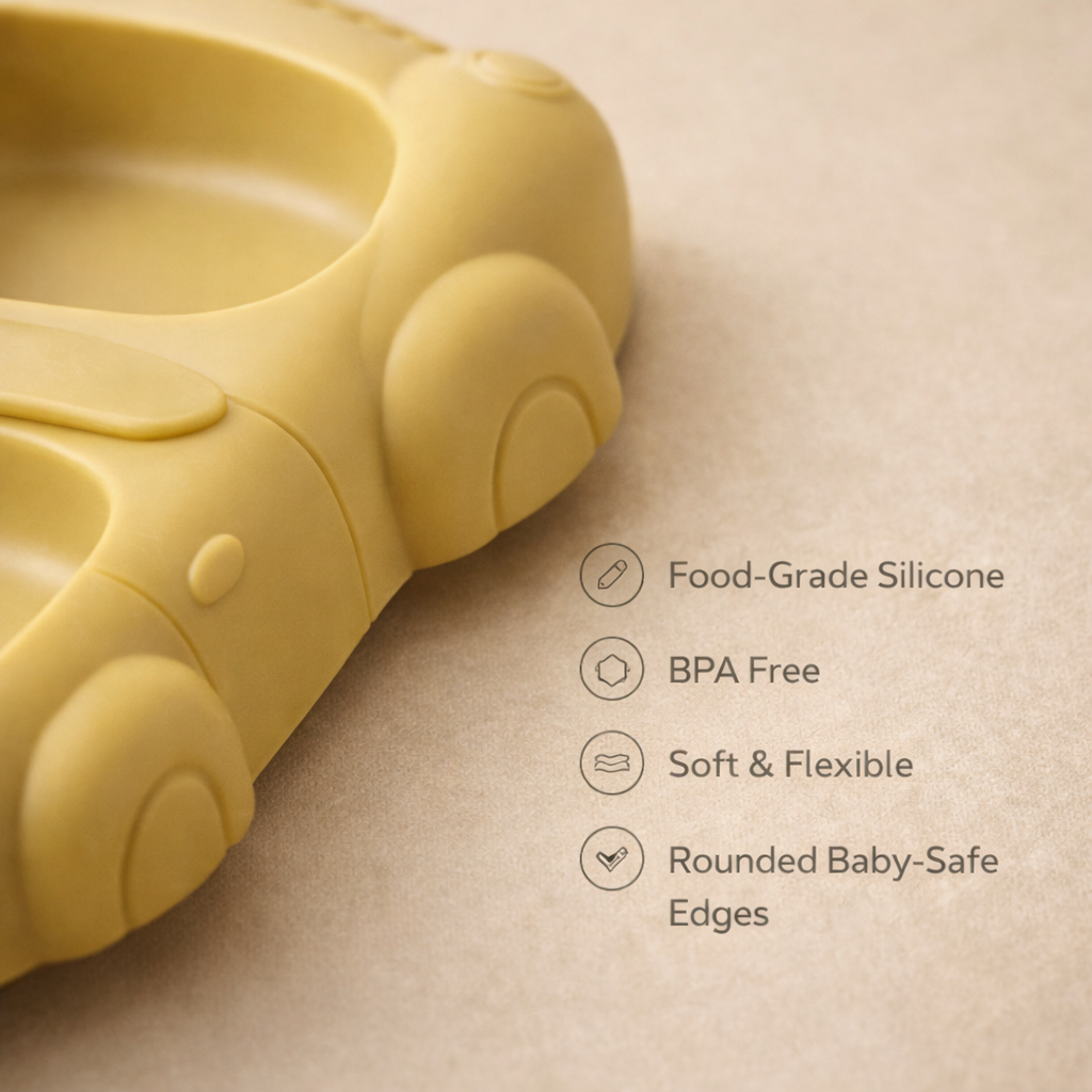 Silicone Baby Feeding Set (Yellow) | Plate + Bowl + Bib + Straw Cup + Spoon + Fork | BPA-Free | Spill Proof | Mess-Reducing Mealtime Kit
