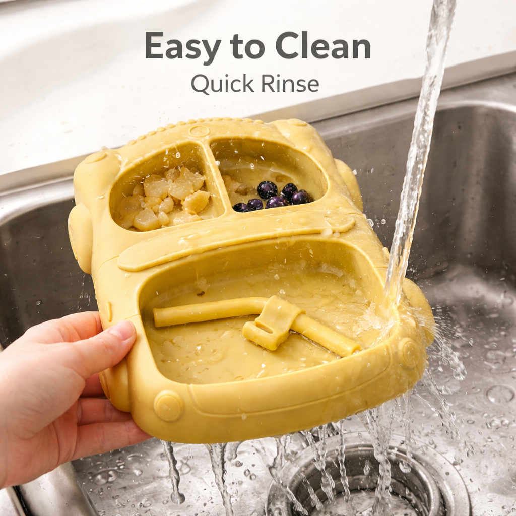Silicone Baby Feeding Set (Yellow) | Plate + Bowl + Bib + Straw Cup + Spoon + Fork | BPA-Free | Spill Proof | Mess-Reducing Mealtime Kit