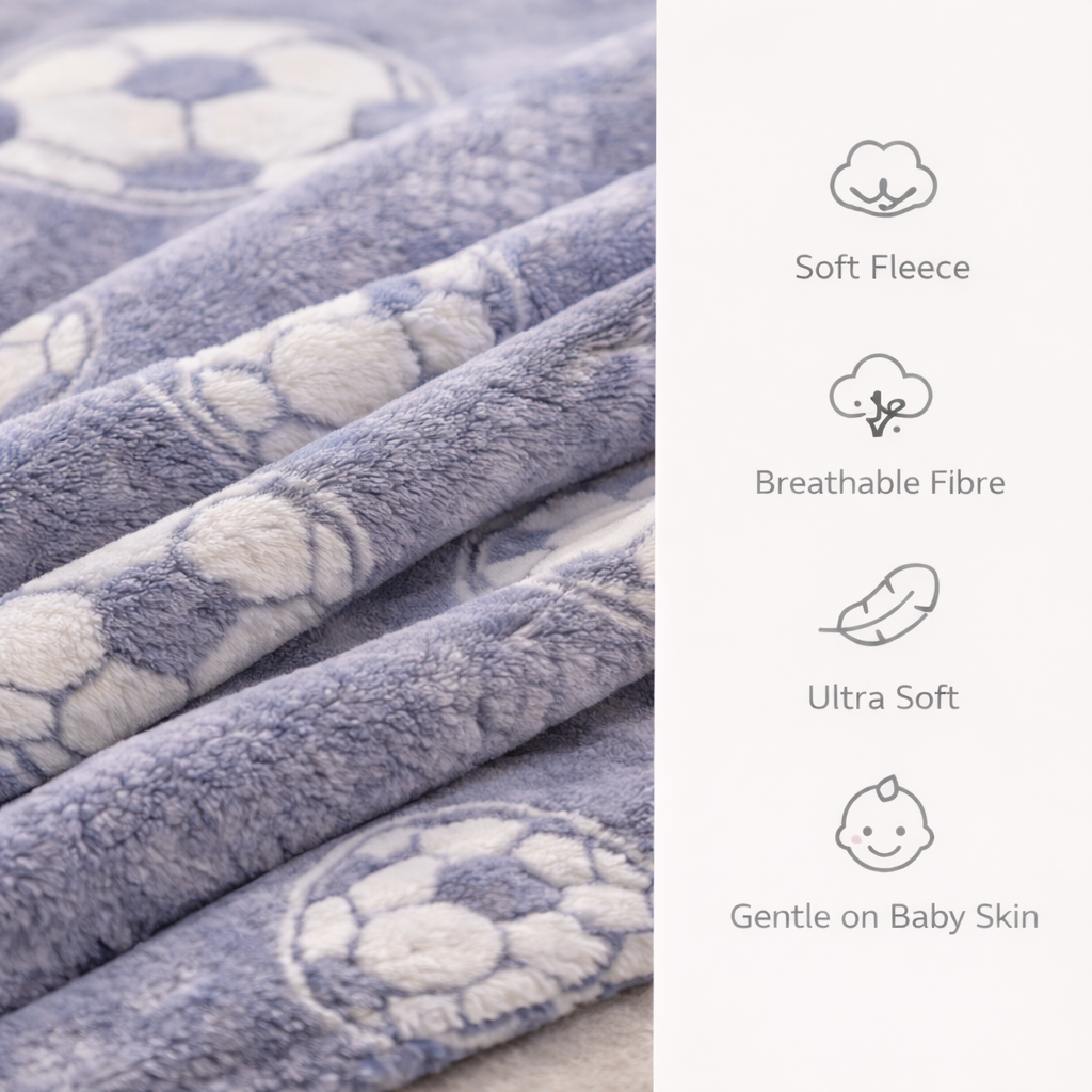 Kids Glow in Dark Blanket for bedtime | (150 × 200 cm) | Grey Football