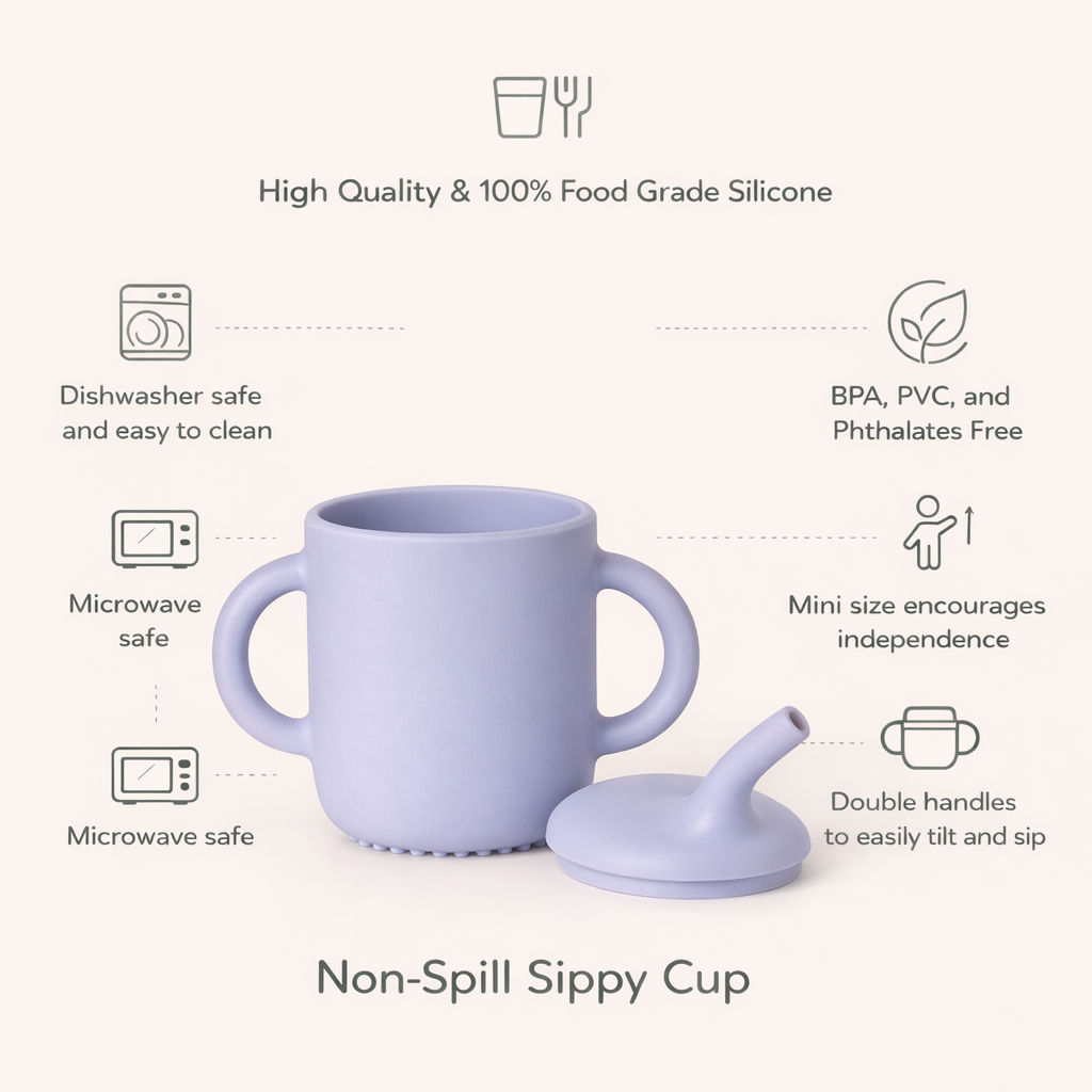 Blue Silicone Baby Sipper Cup with Straw | BPA-Free | 200ml Baby Hydration Training Cup | Baby Travel sipper | Teething Friendly