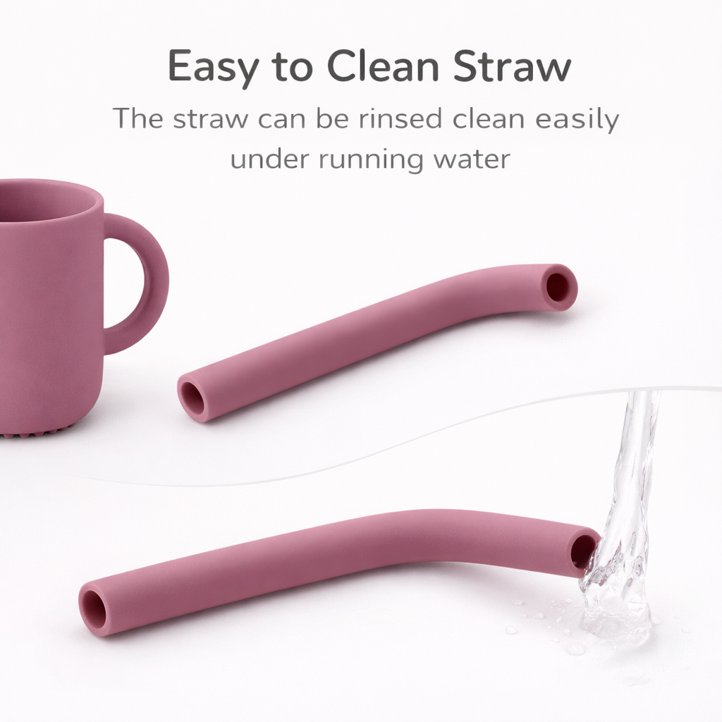 Purple Silicone Baby Sipper Cup with Straw | BPA-Free | 200ml Baby Hydration Training Cup | Baby Travel sipper | Teething Friendly