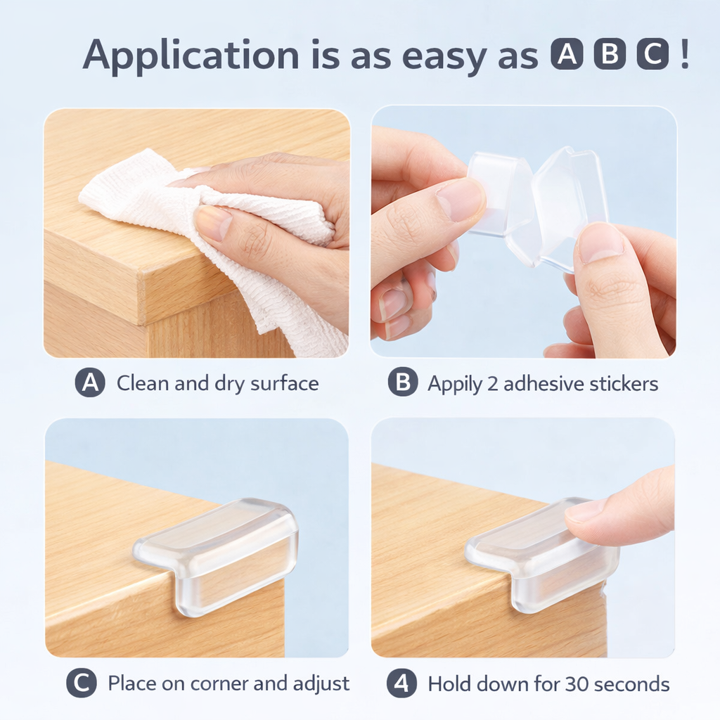 L - Shaped Silicone Tranaparent Corner Guards | Baby Proofing Edge & Corner Guards for Sharp Edges, Table, Bed & Furniture | Child Safety Cushion for Baby Proofing