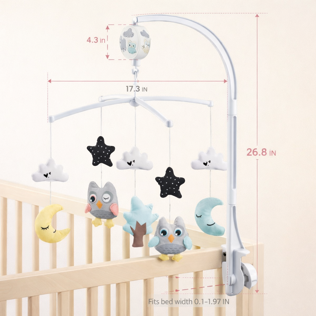 Baby Crib Hanging Toy with Music + 360° Rotation (Infant X shaped Crib toy - Multicolour)