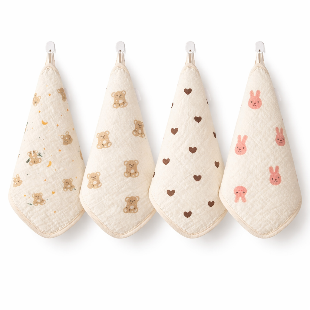 6-Layer Muslin Napkins with Hanging Loop (Pack of 4) | 25 x 25 cm