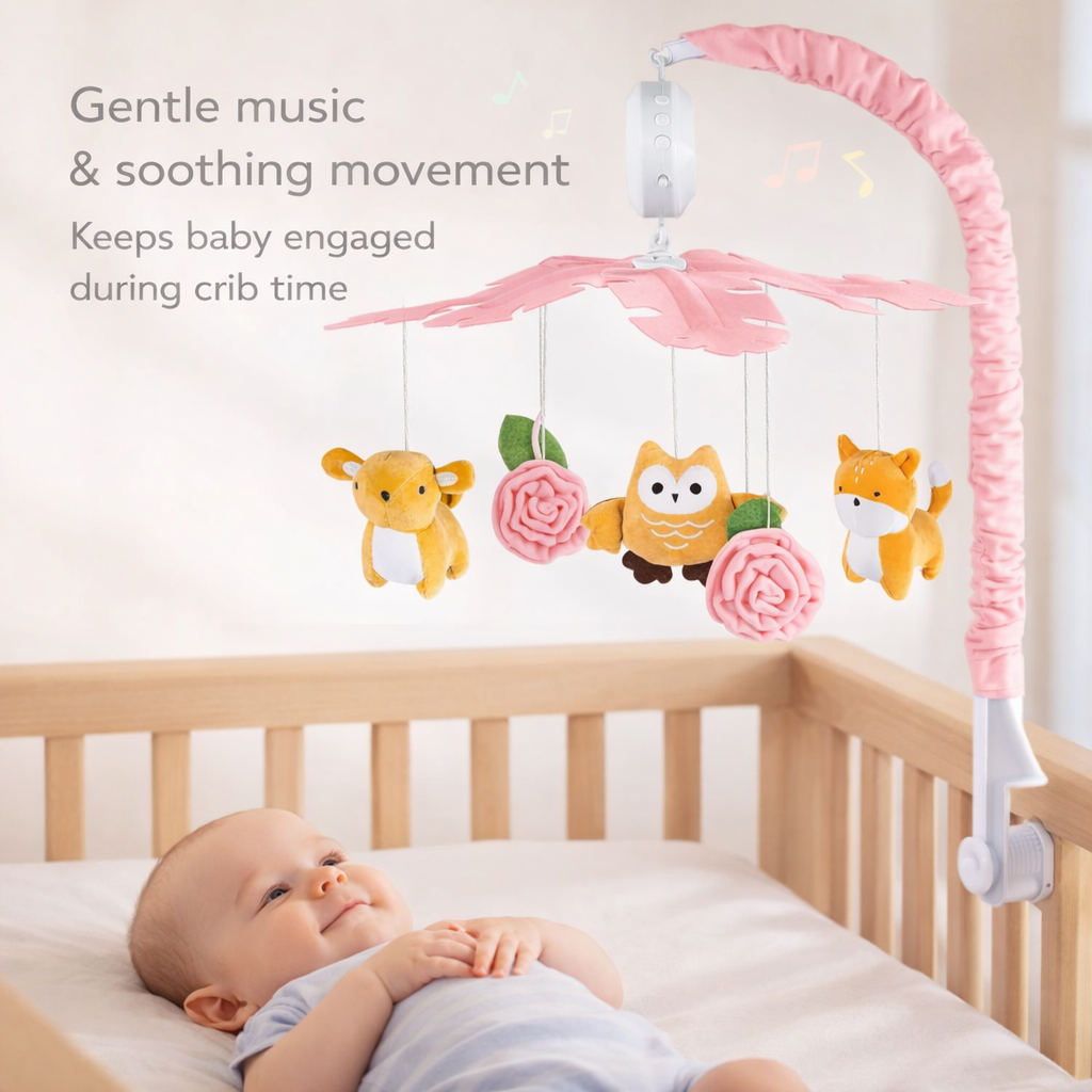 Baby Crib Hanging Toy with Music + 360° Rotation (Infant Crib Toy with Projector - Multicolor)