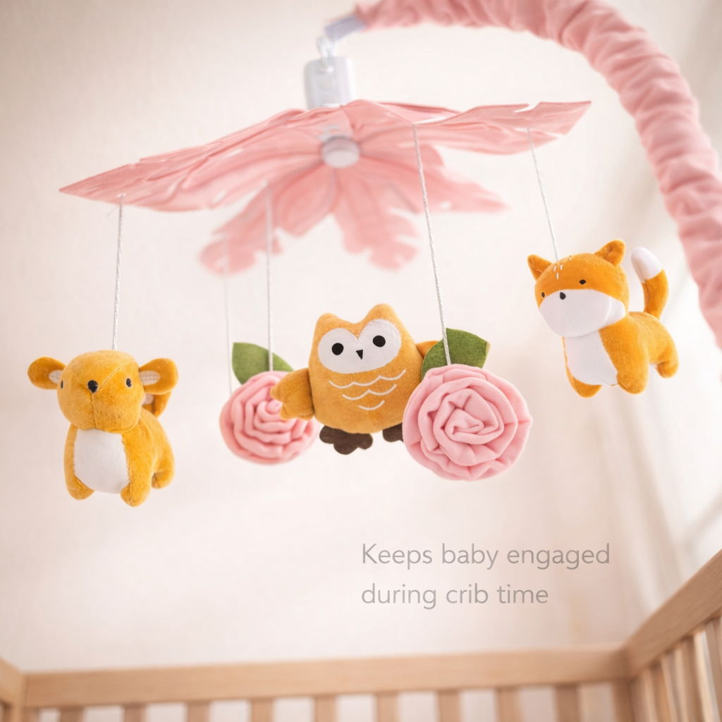 Baby Crib Hanging Toy with Music + 360° Rotation (Infant Crib Toy with Projector - Multicolor)