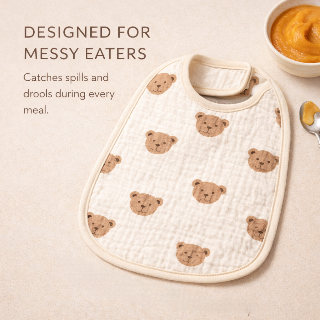 Muslin Bibs with Waterproof Layer (33 × 23 cm) | Pack of 3/5