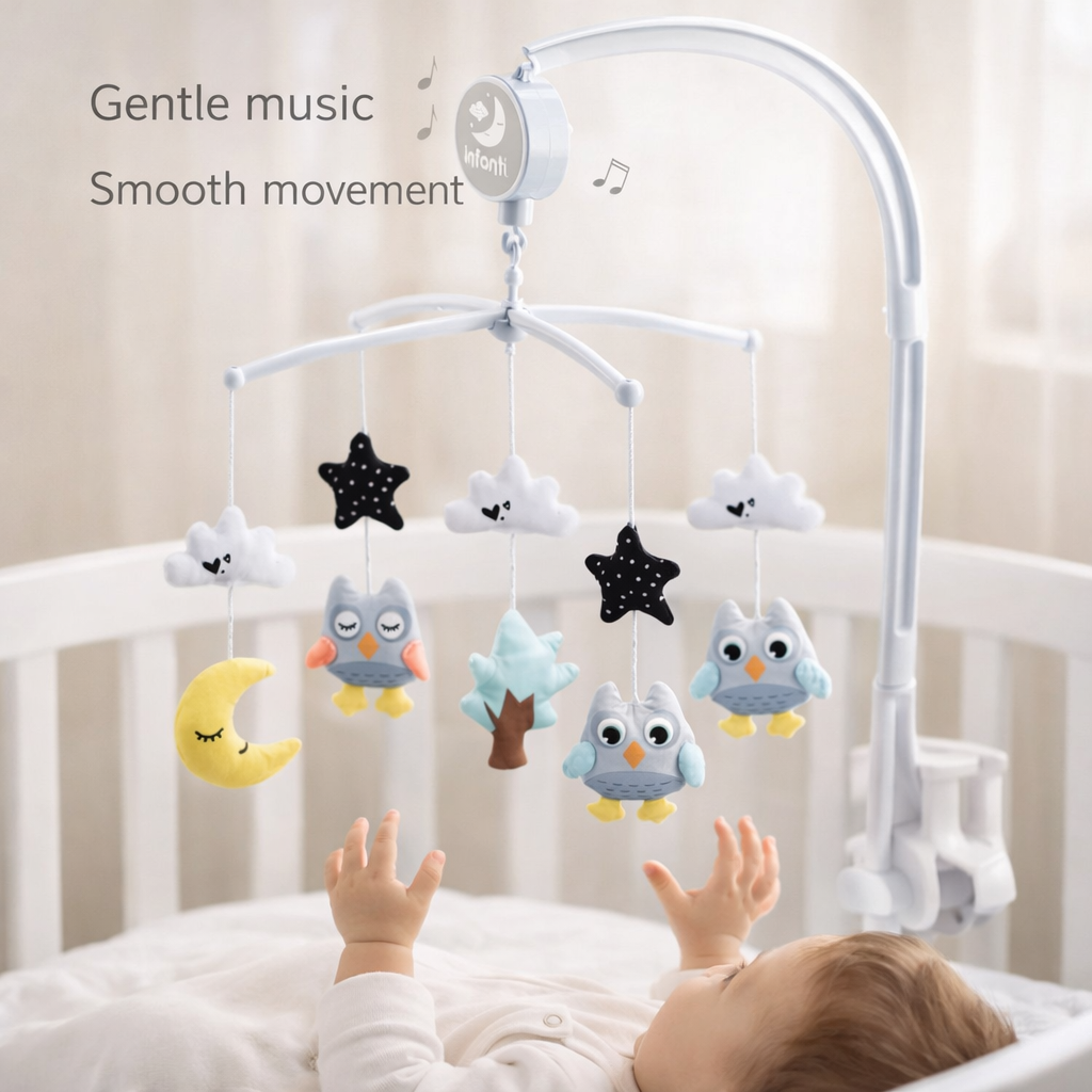 Baby Crib Hanging Toy with Music + 360° Rotation (Infant X shaped Crib toy - Multicolour)