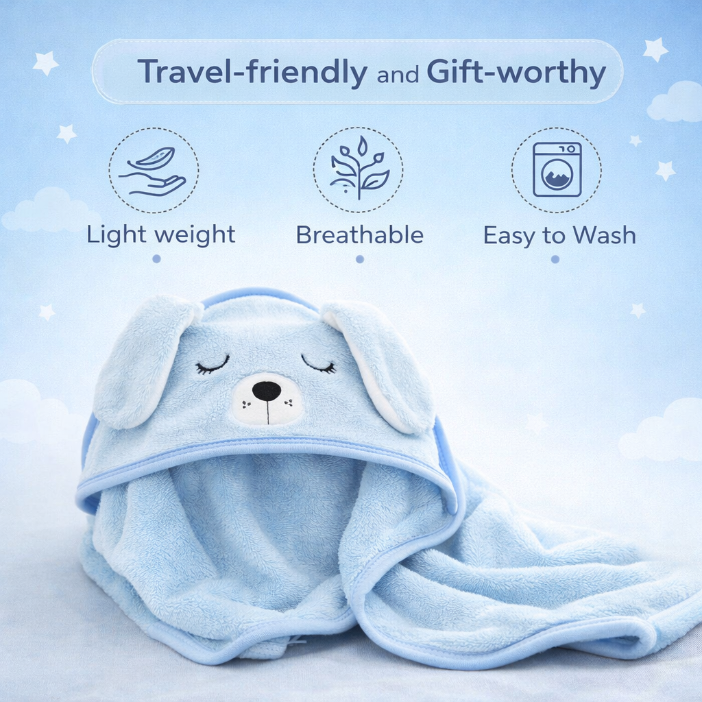 Hooded Baby Towel Puppy Design | Ultra Soft & Absorbent Bath Towel for Newborn & Infant | Natural Baby Stuff for Boys & Girls | Premium Towel for Bathtub Use