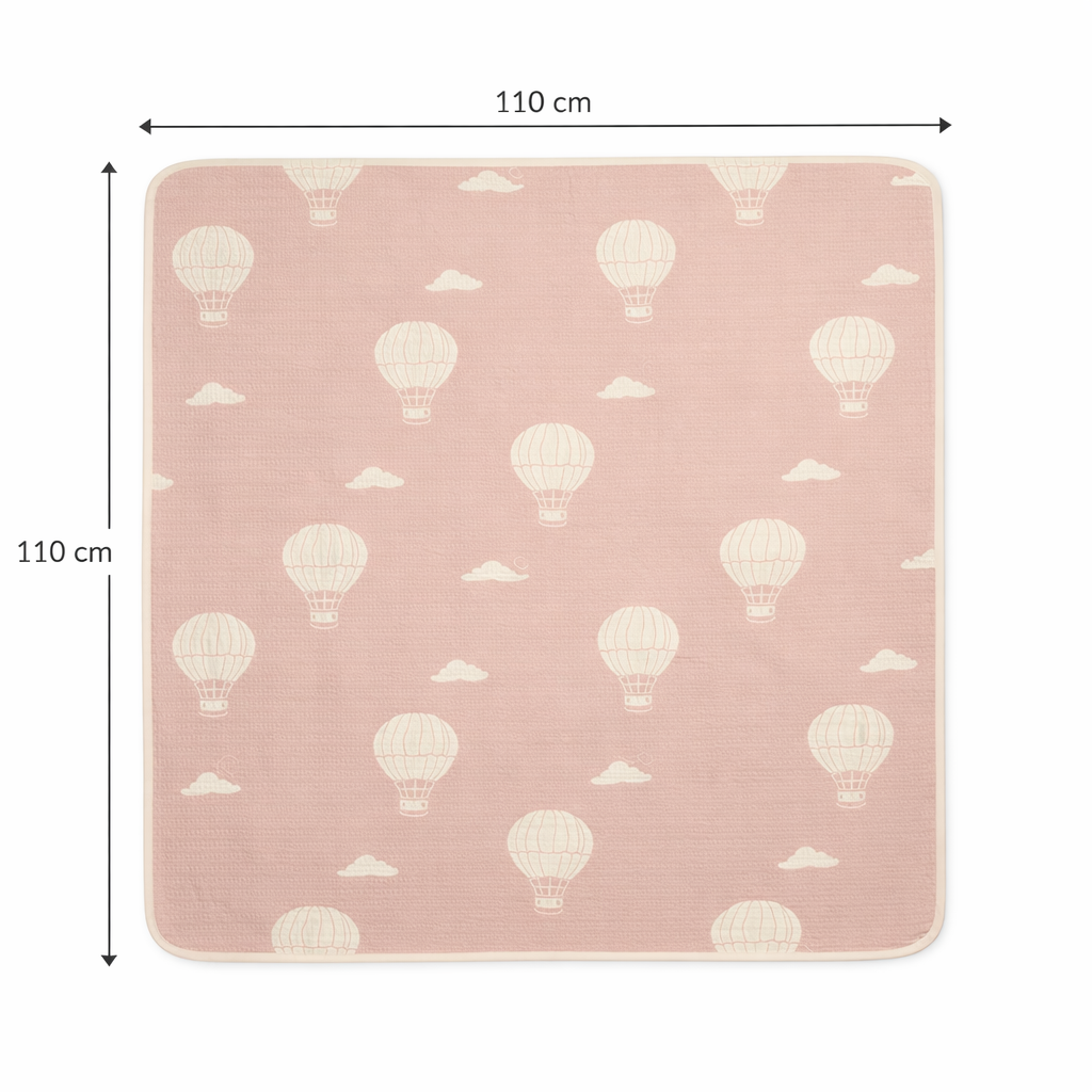Hot air Baloon Print Luxurious 6-Layer Muslin Baby Blanket (110 × 110 cm) | Reversible, Breathable, Soft & All-Season Comfort
