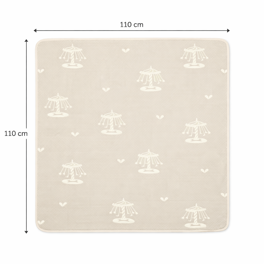 Carousel Print Luxurious 6-Layer Muslin Baby Blanket (110 × 110 cm) | Reversible, Breathable, Soft & All-Season Comfort