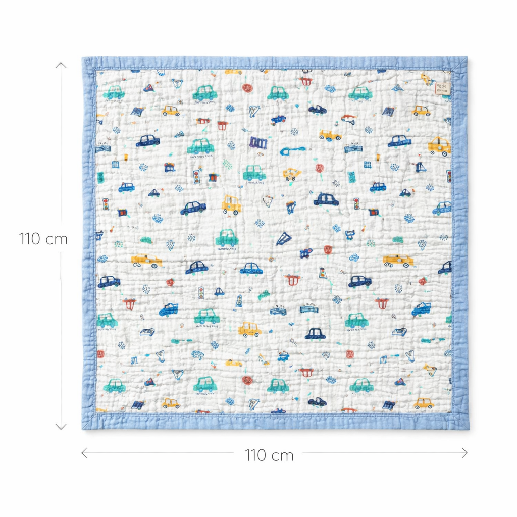 Cars Print Muslin New Born Baby Blanket | 100% Cotton Multipurpose Blanket for Babies