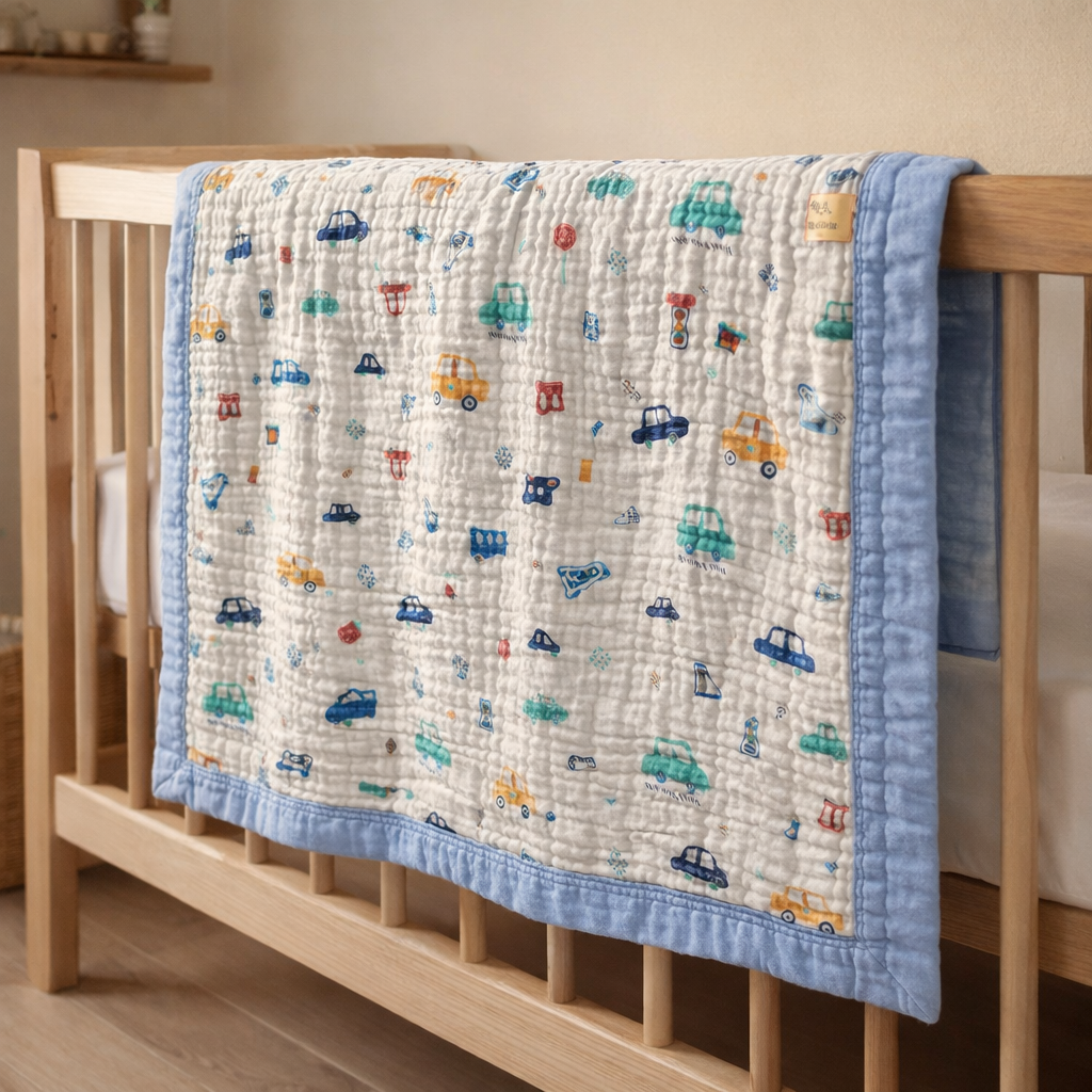 Cars Print Muslin New Born Baby Blanket | 100% Cotton Multipurpose Blanket for Babies