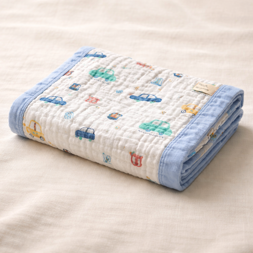 Cars Print Muslin New Born Baby Blanket | 100% Cotton Multipurpose Blanket for Babies