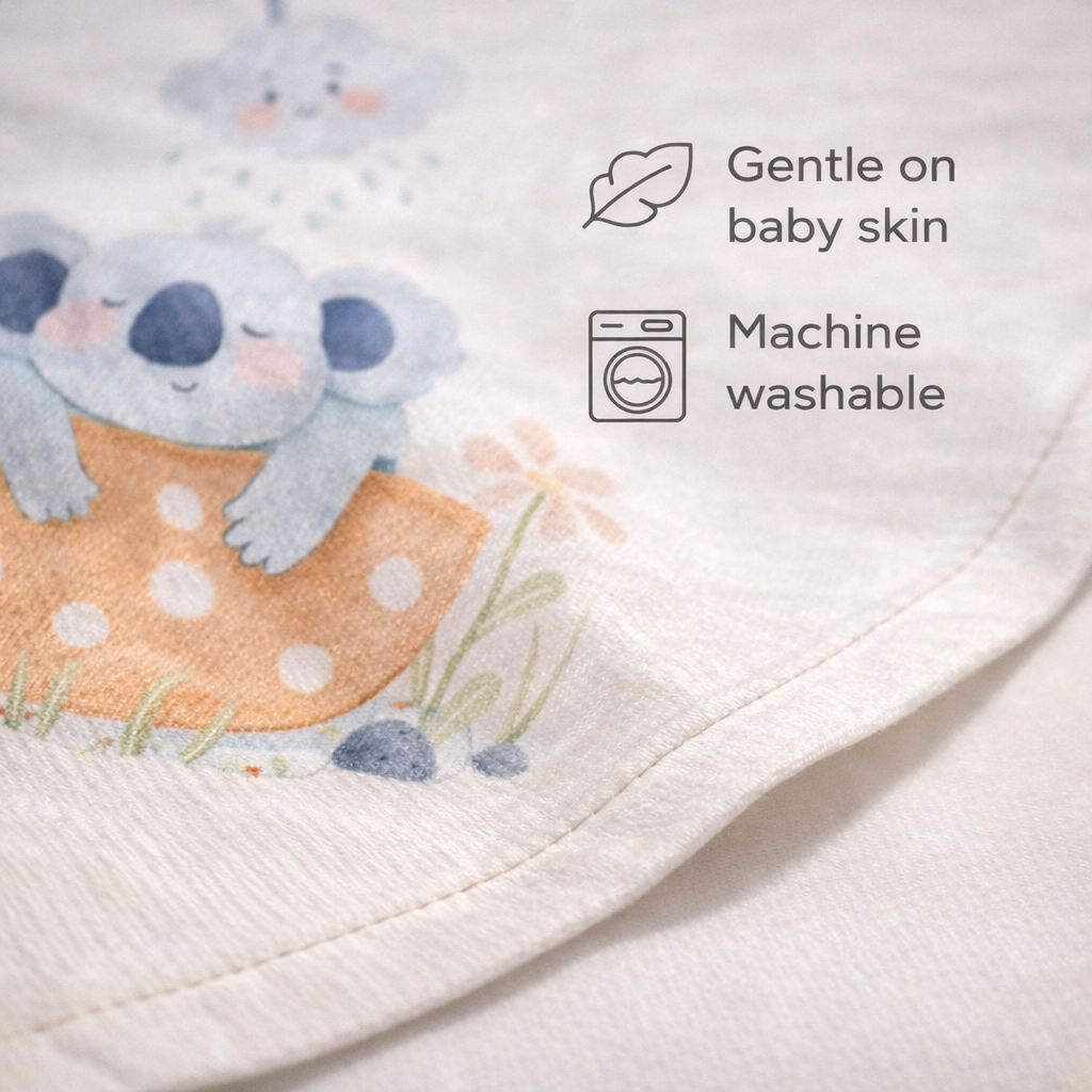 Koala Printed Bamboo Fibre Ultra-Thin Baby Swaddle Blankets | 110 x 110 cm