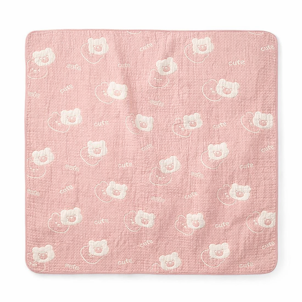 Luxurious 6-Layer Muslin Baby Blanket (110 × 110 cm) | Reversible, Breathable, Soft & All-Season Comfort | Teddy Print