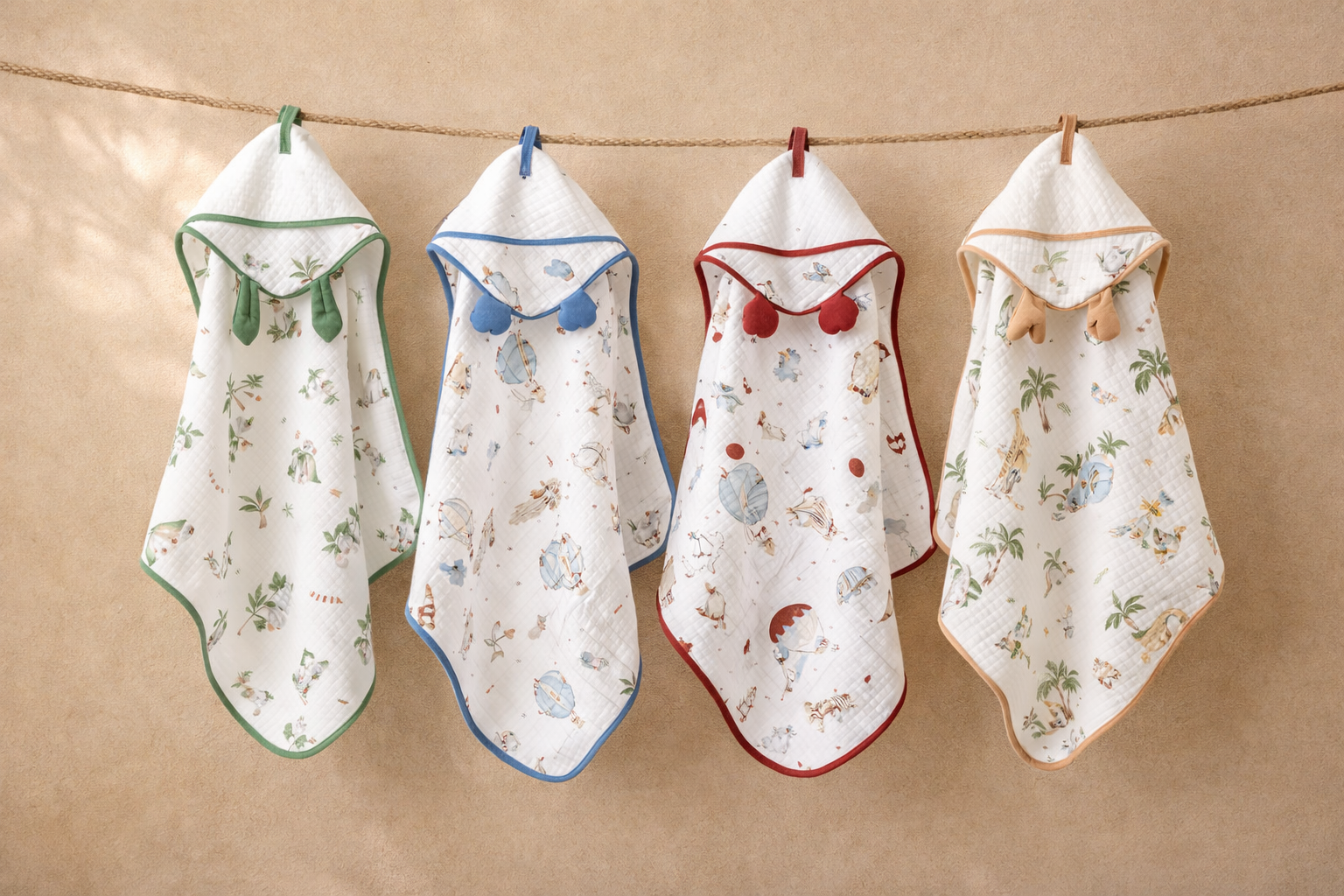 Baby Hooded Towel | 100% Muslin-Cotton (80x80 cm) | Ultra Soft & Absorbent Bath Towel for Infants & Toddler