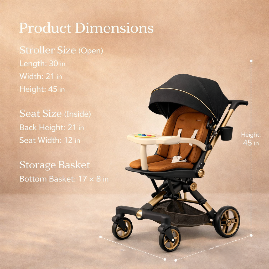360° Rotatable Baby Stroller with Removable Feeding Table | Stroller with food tray and cup holder | Parent facing | Adjustable recline