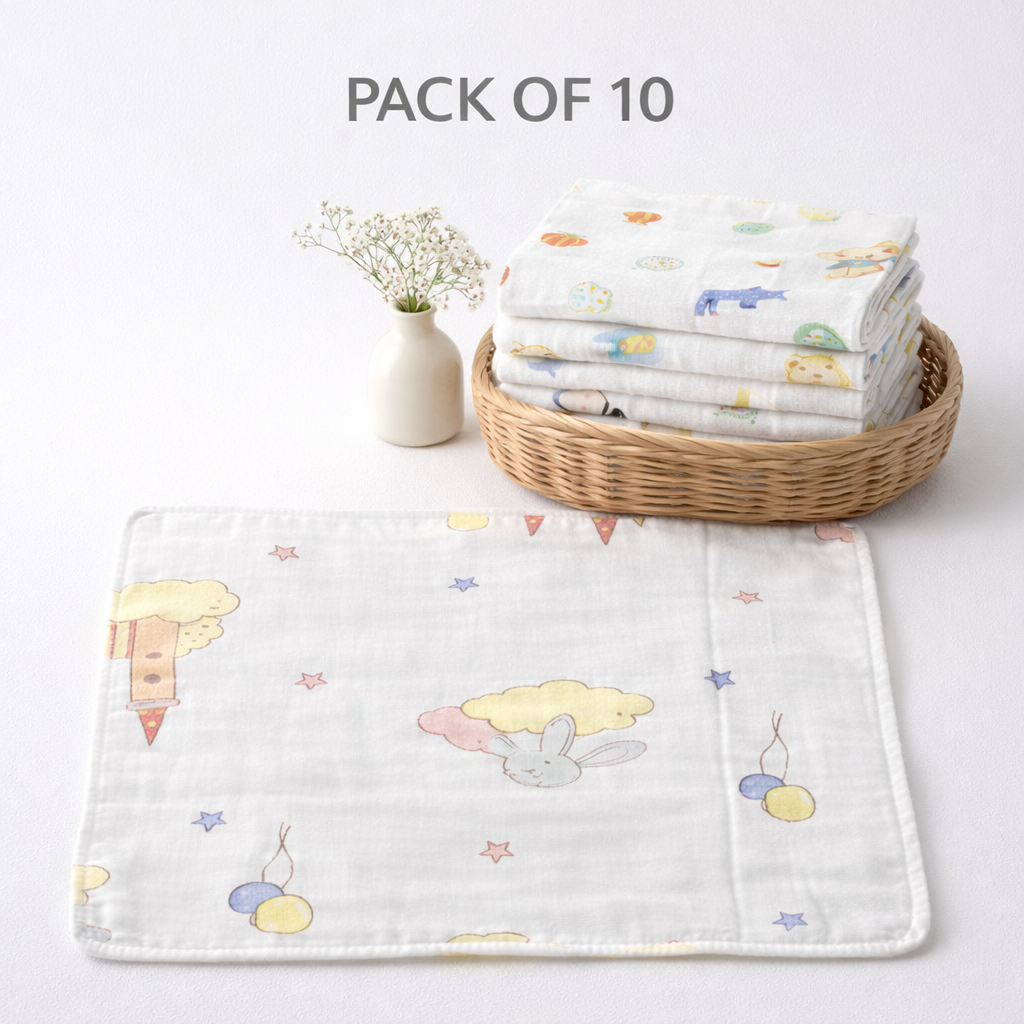 2-Layer Muslin Napkins (Pack of 10) – 25×25 cm