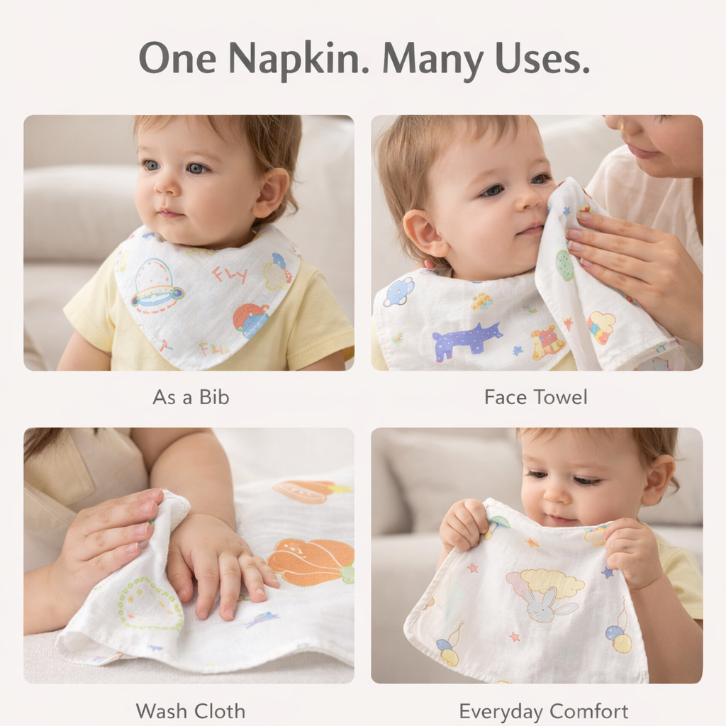 2-Layer Muslin Napkins (Pack of 10) – 25×25 cm