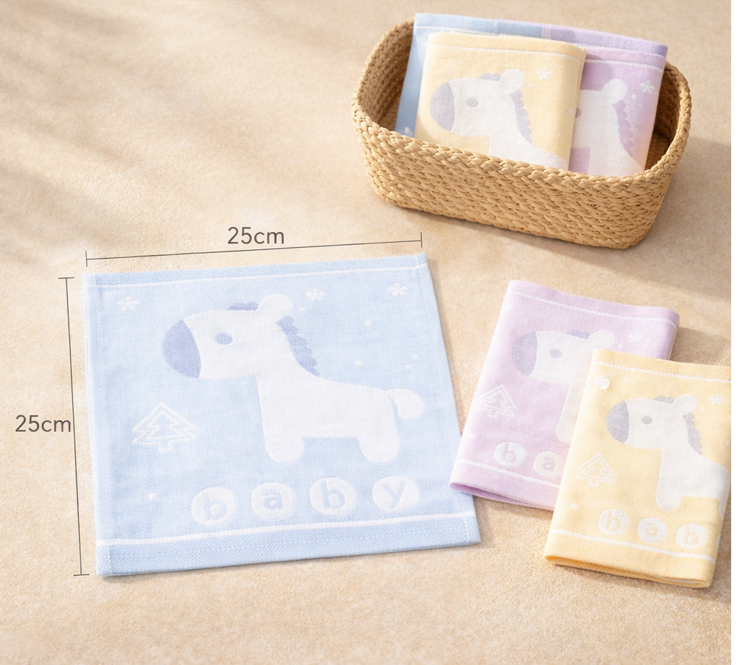 Cotton Napkins (Pack of 3) – Soft Baby Face & Feeding Napkins (25×25 cm)