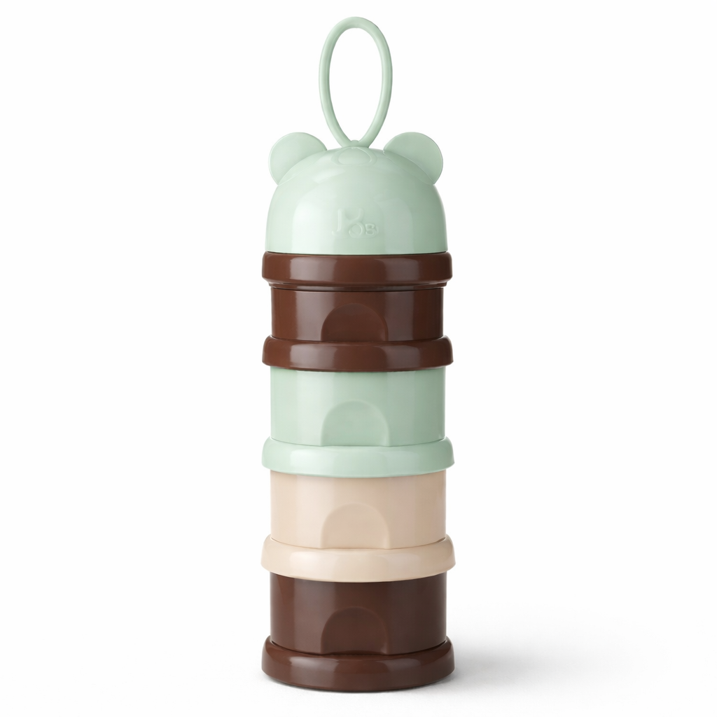 4 Layer Milk Cute Bear Portable Baby Food Milk Powder Storage Bottle Milk and Food Container, Microwavable Baby Food Box - Multicolour