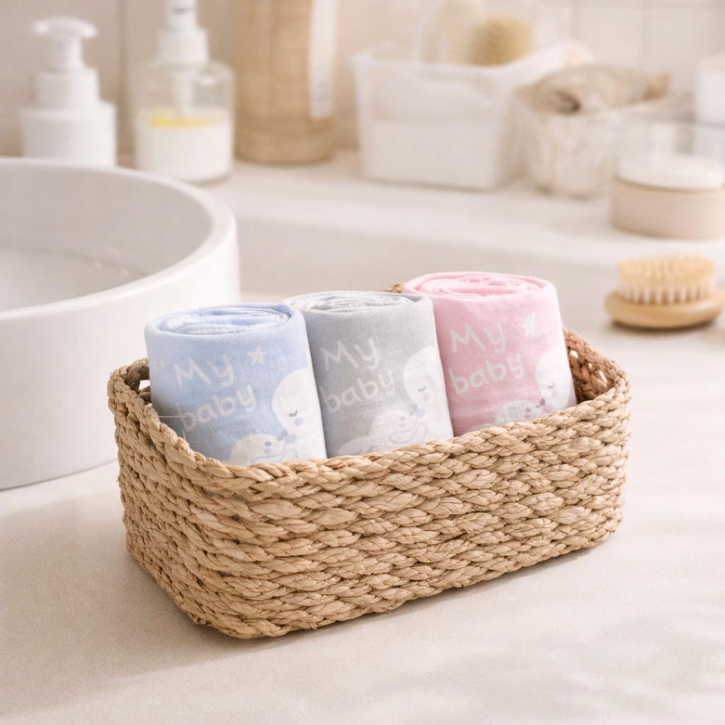 Cotton Napkins (Pack of 3) – Soft Baby Face & Feeding Napkins (25×25 cm)