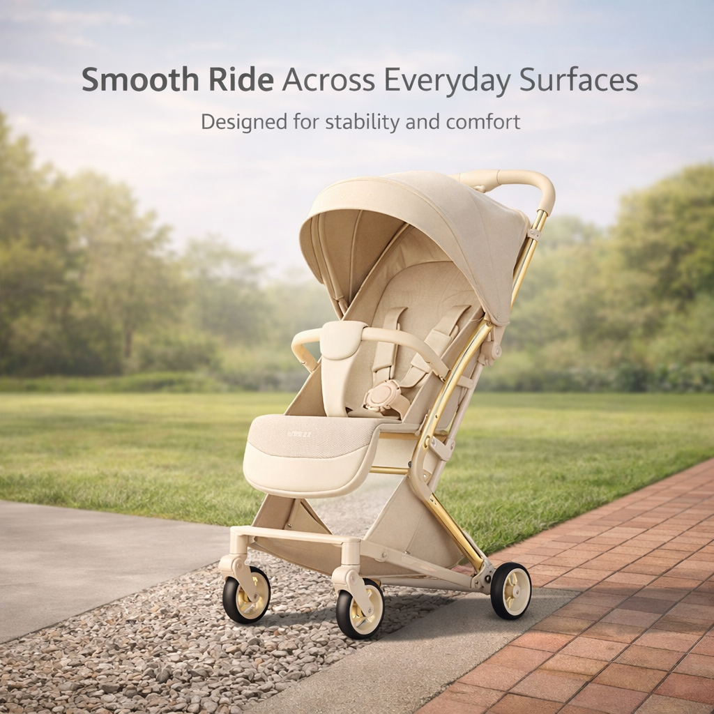 Jogging & Gliding Baby Stroller with Basket Under | Stroller for mall, doctor visit, flight, train, daily use | Stroller for 0 to 3 years | Adjustable recline